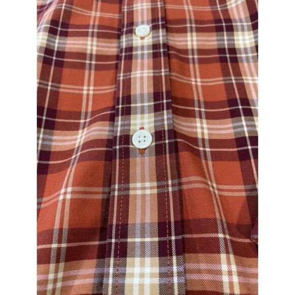 COPY - Lands' End Mens  Button Down Shirt Long Sleeve Rust Tan Plaid - Size L E… - Picture 4 of 9